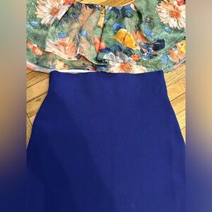 Midi blue bandage skirt with top size medium/ large top new never worn.